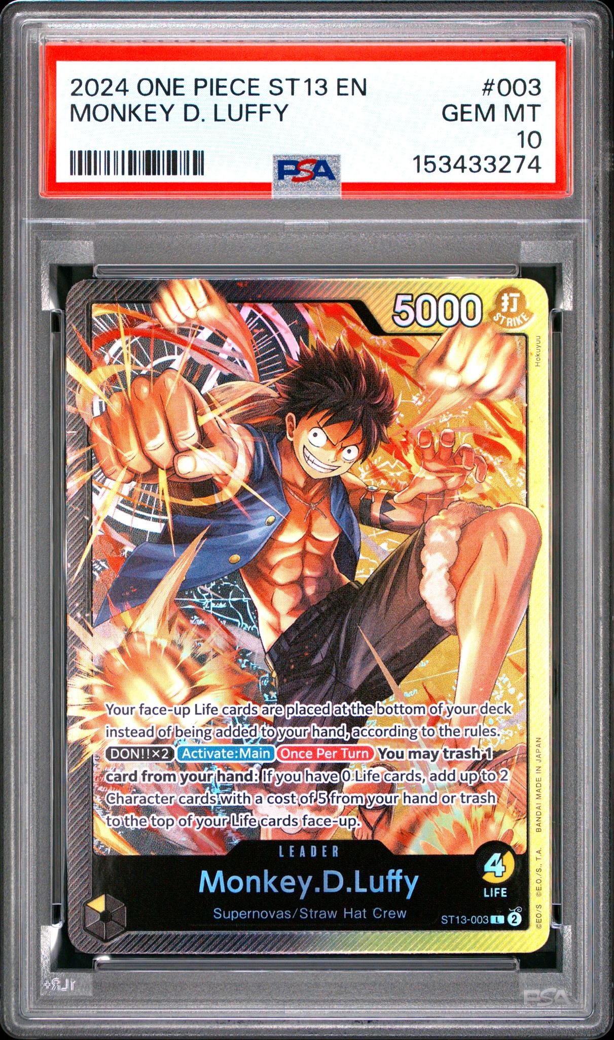 2024 One Piece Ultra Deck the Three Brothers Leader Monkey D. Luffy #ST13-003 PSA 10