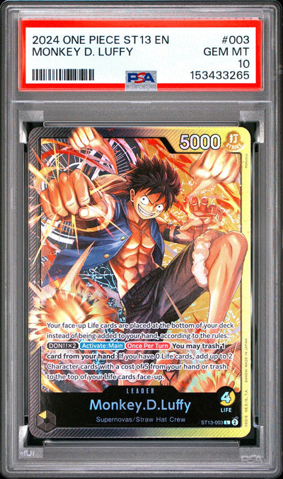 One Piece Card Game Monkey D. Luffy ST13-003 PSA 10