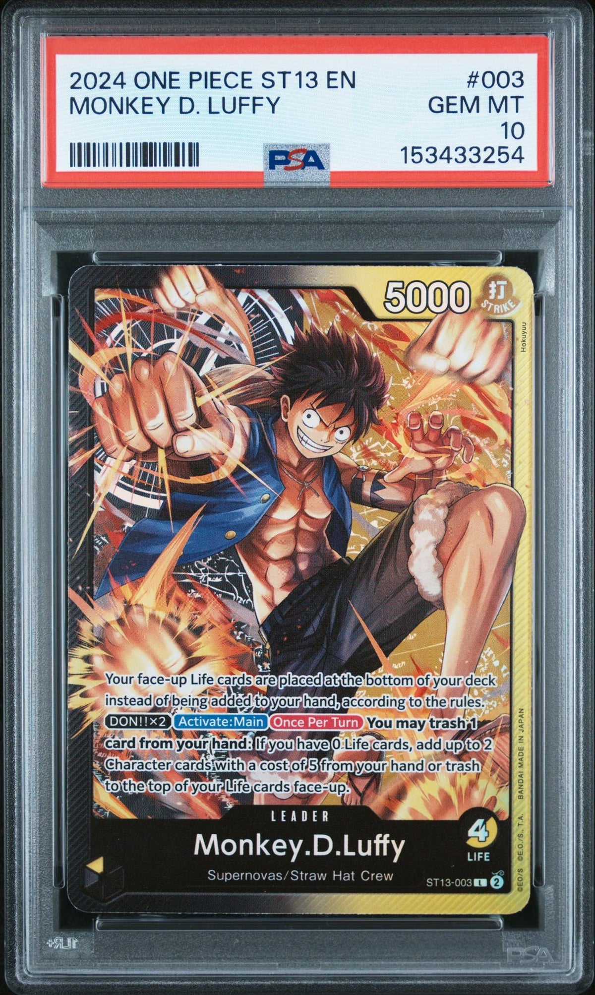 2024 One Piece Monkey D. Luffy #003 PSA 10