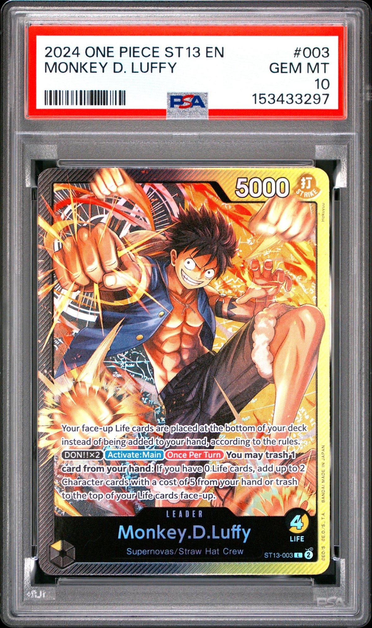 One Piece Card Game Monkey D. Luffy ST13-003 PSA 10