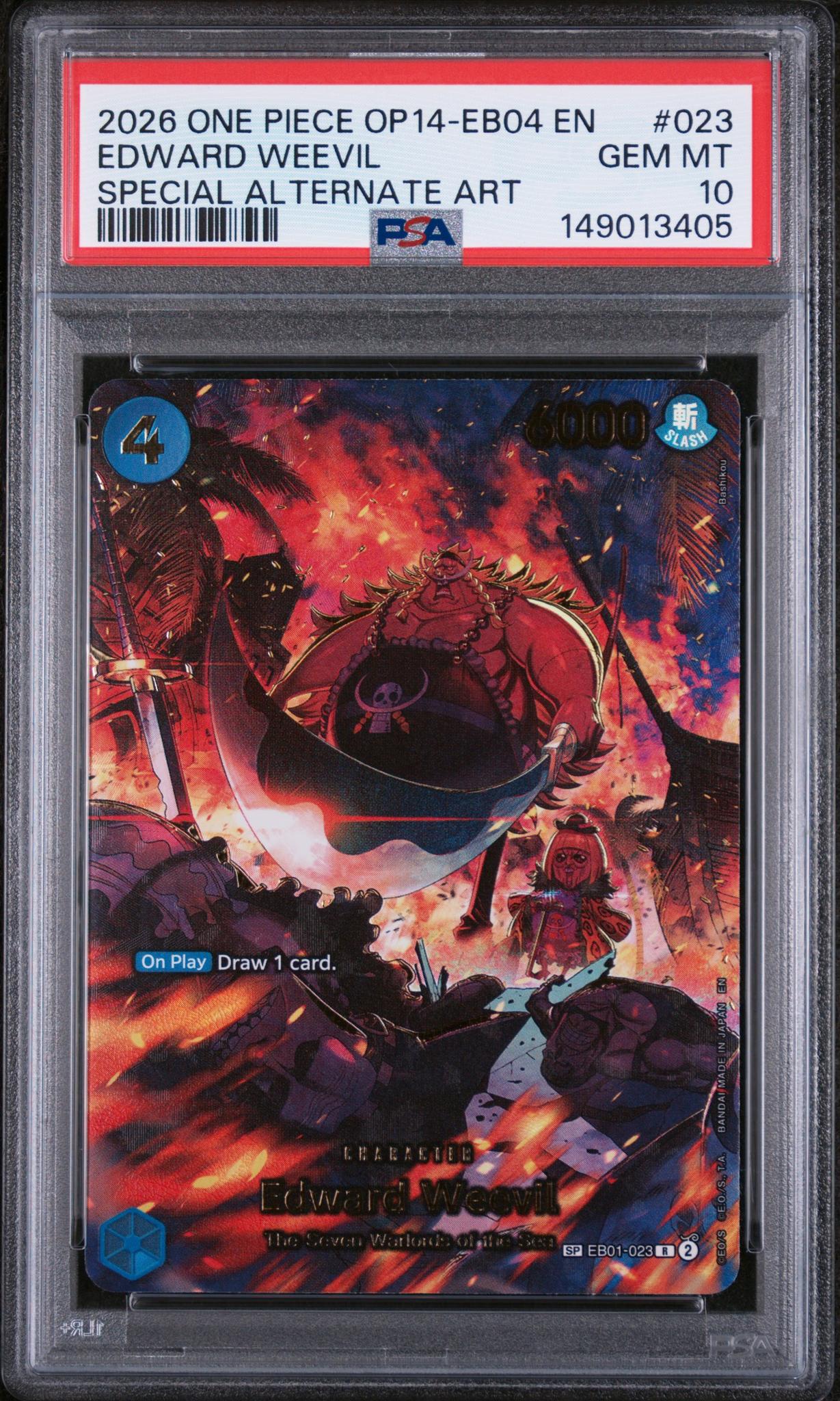 2026 One Piece the Azure Sea's Seven Special Alternate Art Edward Weevil #EB01023 PSA 10