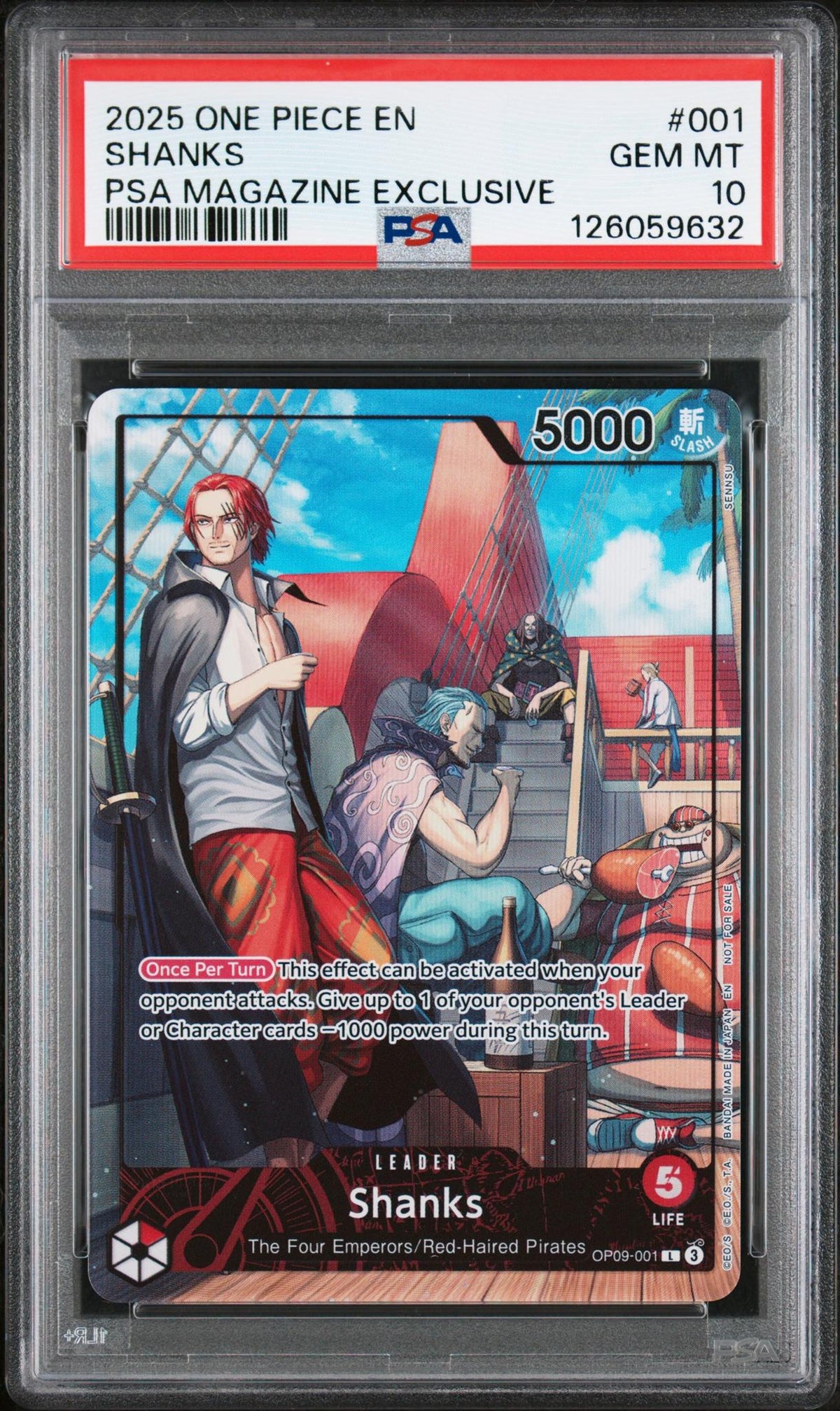 2025 One Piece Shanks #001 PSA Magazine Exclusive PSA 10