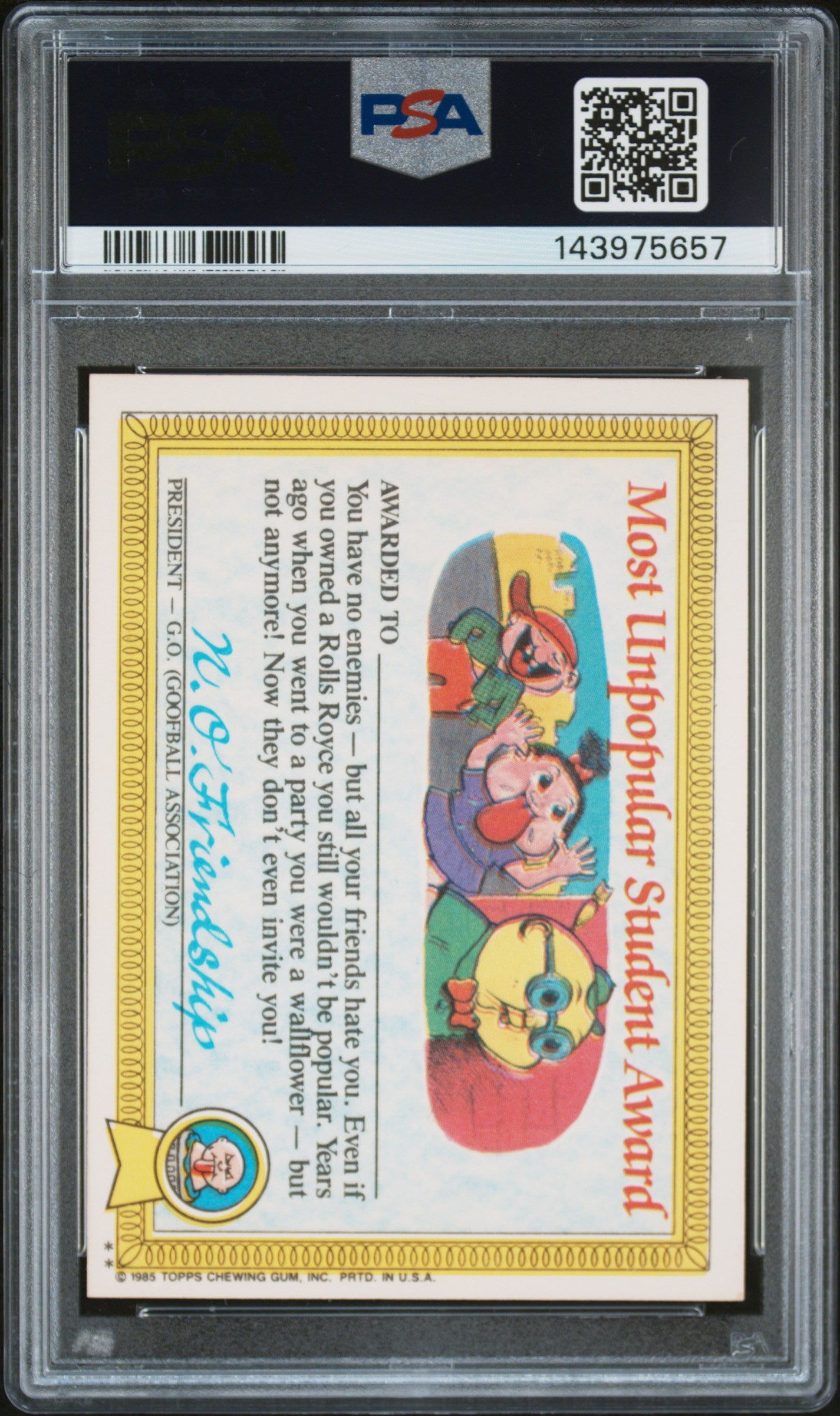 1985 Series 1 English Glossy (Back) Sicky Vicky #21b PSA 8