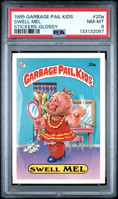 1985 Garbage Pail Kids Swell Mel #20a Stickers-Glossy PSA 8