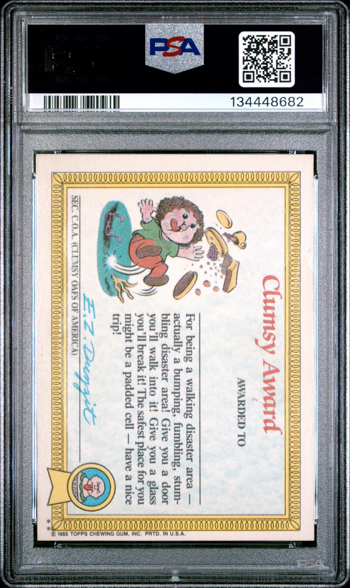 1985 Garbage Pail Kids Matte Back Swell Mel #20a PSA 8