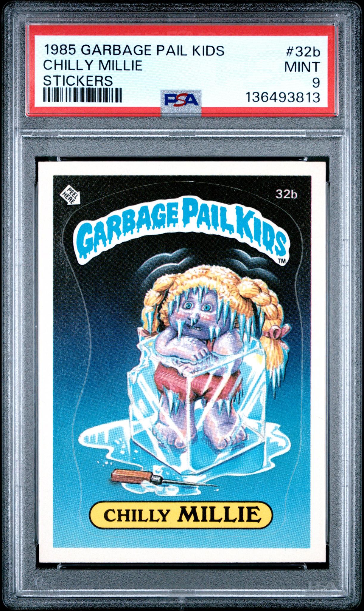 1985 Garbage Pail Kids Stickers Chilly Millie #32b PSA 9