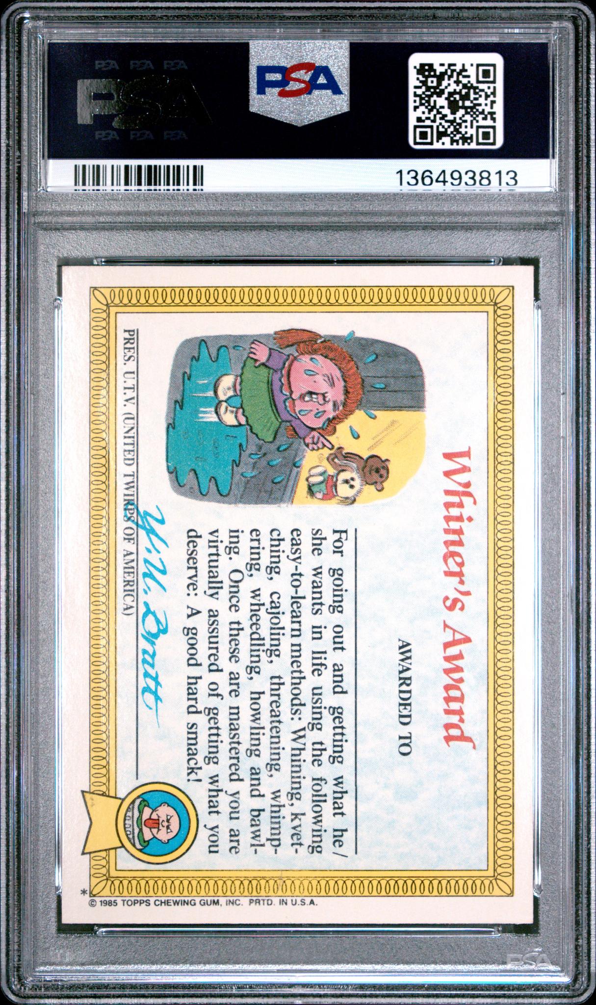1985 Garbage Pail Kids Stickers Chilly Millie #32b PSA 9