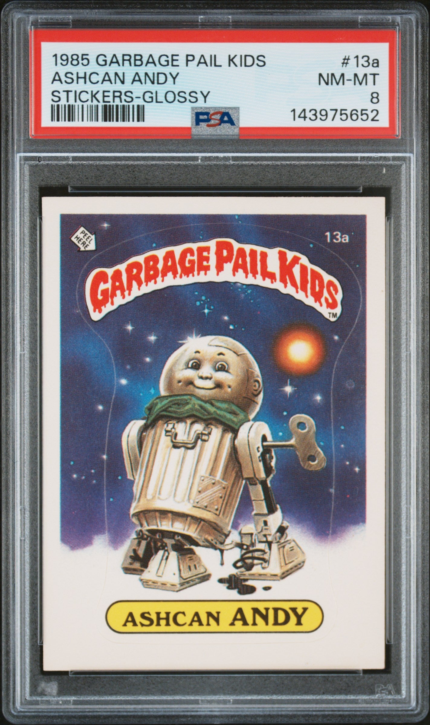 1985 Series 1 English Glossy (Back) Ashcan Andy #13a PSA 8