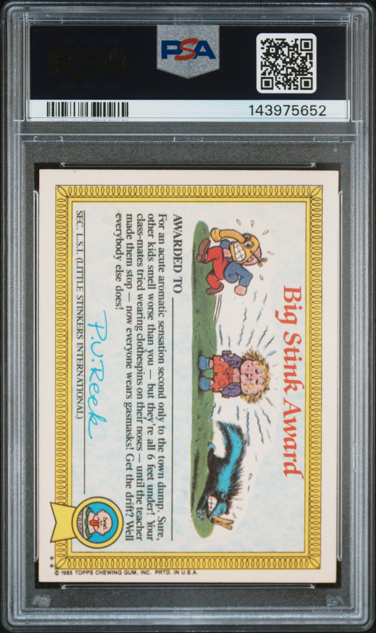 1985 Series 1 English Glossy (Back) Ashcan Andy #13a PSA 8