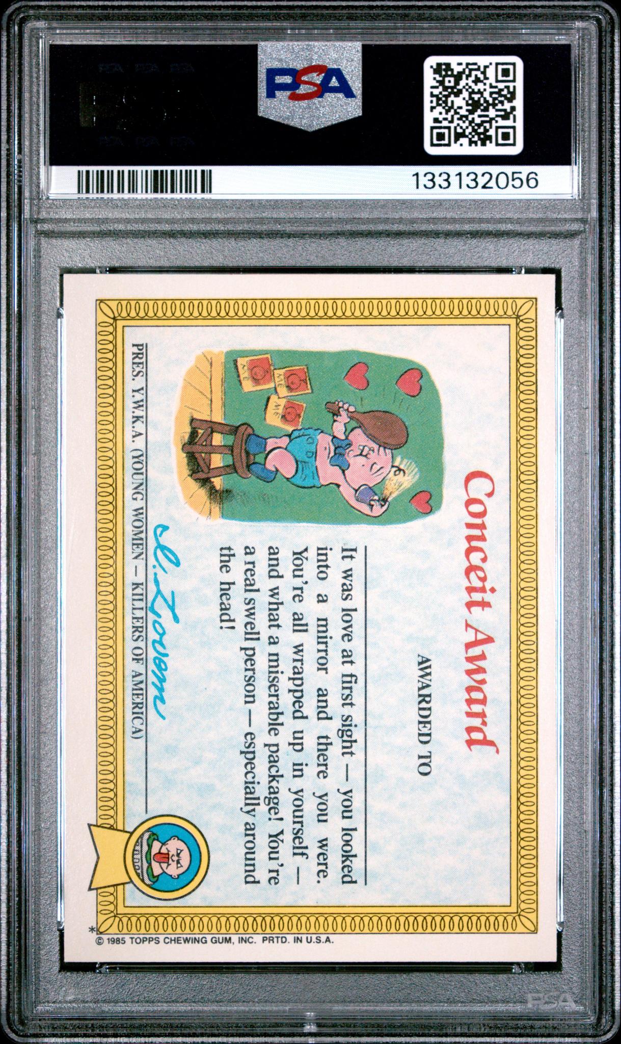 1985 Series 1 English Glossy (Back) Nervous Rex #24a PSA 8