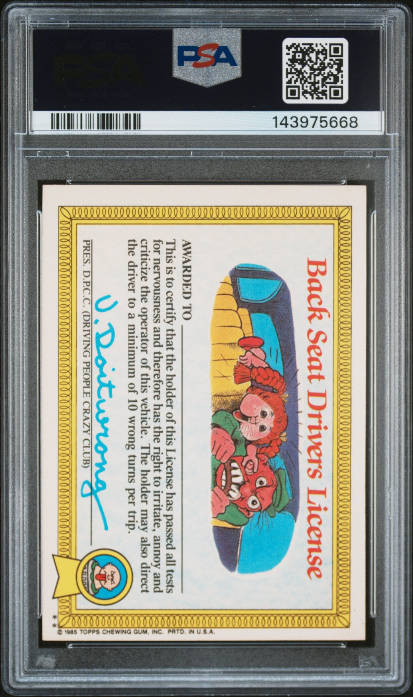 1985 Garbage Pail Kids Stickers Glossy Stinky Stan #22b PSA 8