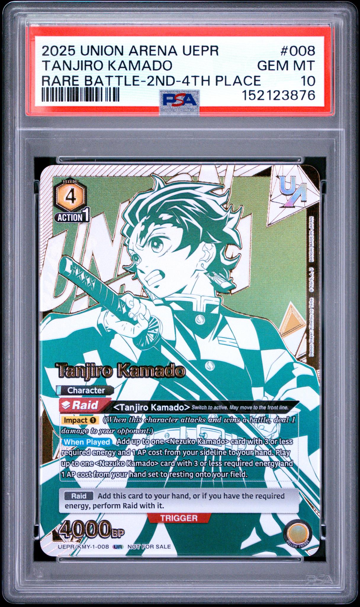 2025 Union Arena Uepr-Promos Rare Battle-2nd-4th Place Tanjiro Kamado #008 PSA 10