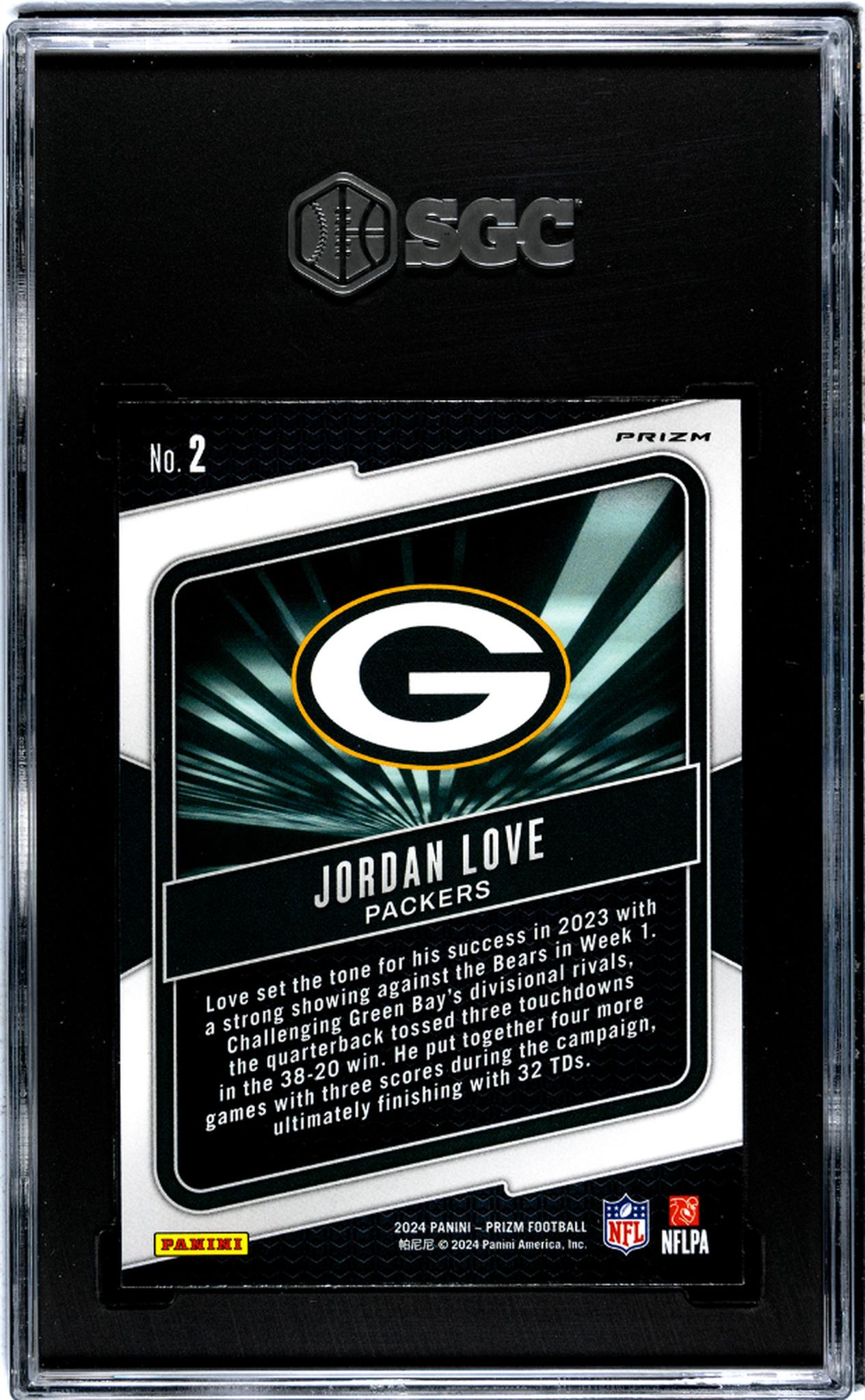 2024 Panini Prizm Hype Green Prizm Jordan Love #2 SGC 10