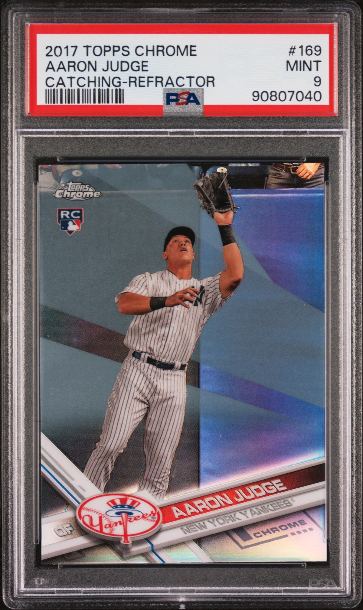 2017 Topps Chrome Catching Refractor Aaron Judge #169 PSA 9