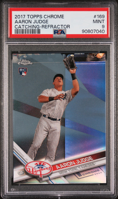 2017 Topps Chrome Catching Refractor Aaron Judge #169 PSA 9