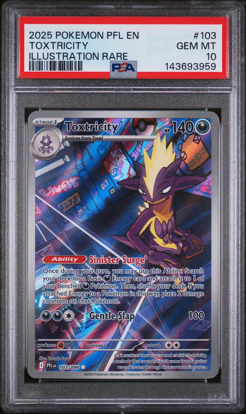 2025 Pokemon Mega Evolution Phantasmal Flames Illustration Rare Toxtricity #103 PSA 10