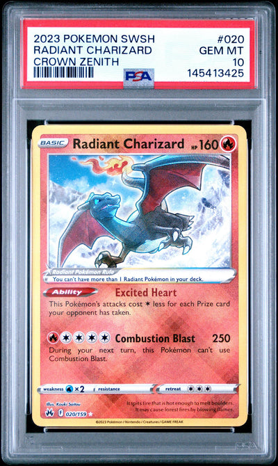 Pokémon Crown Zenith Radiant Charizard #020/159 PSA 10