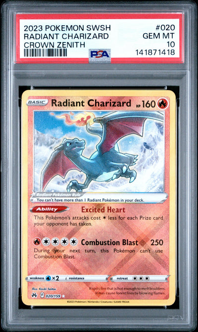 Pokémon Crown Zenith Radiant Charizard #020/159 PSA 10