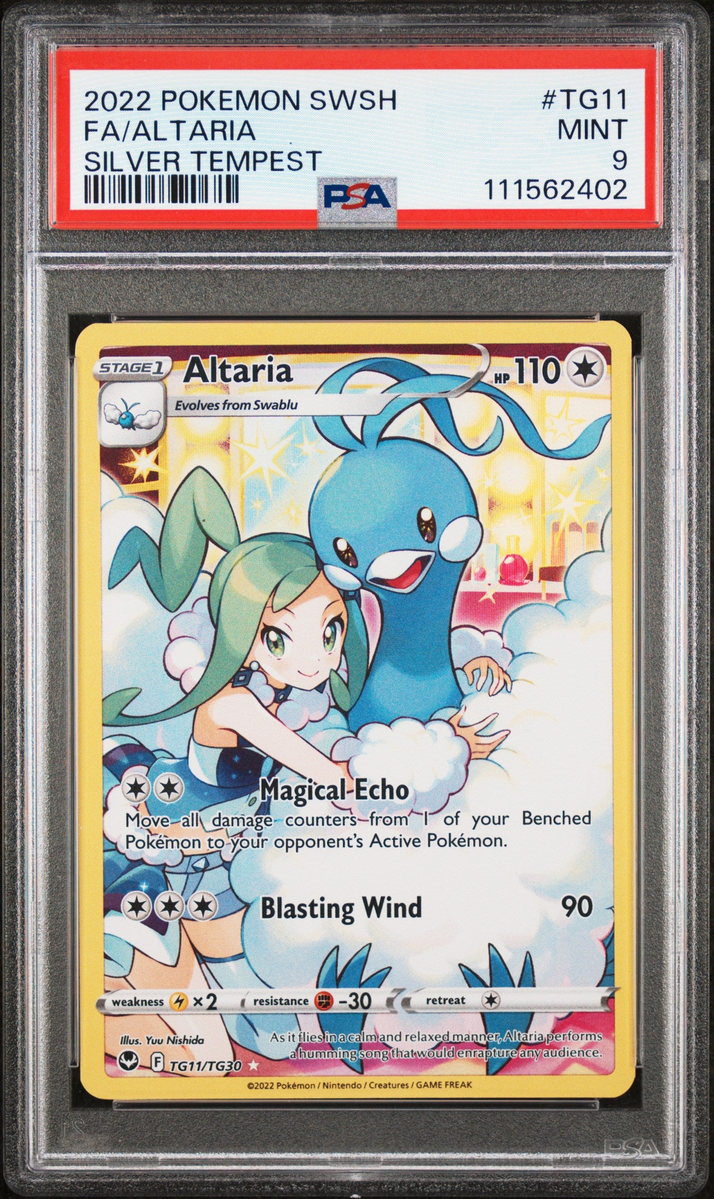2022 Pokemon Sword and Shield Silver Tempest Trainer Gallery Altaria #TG11 PSA 9