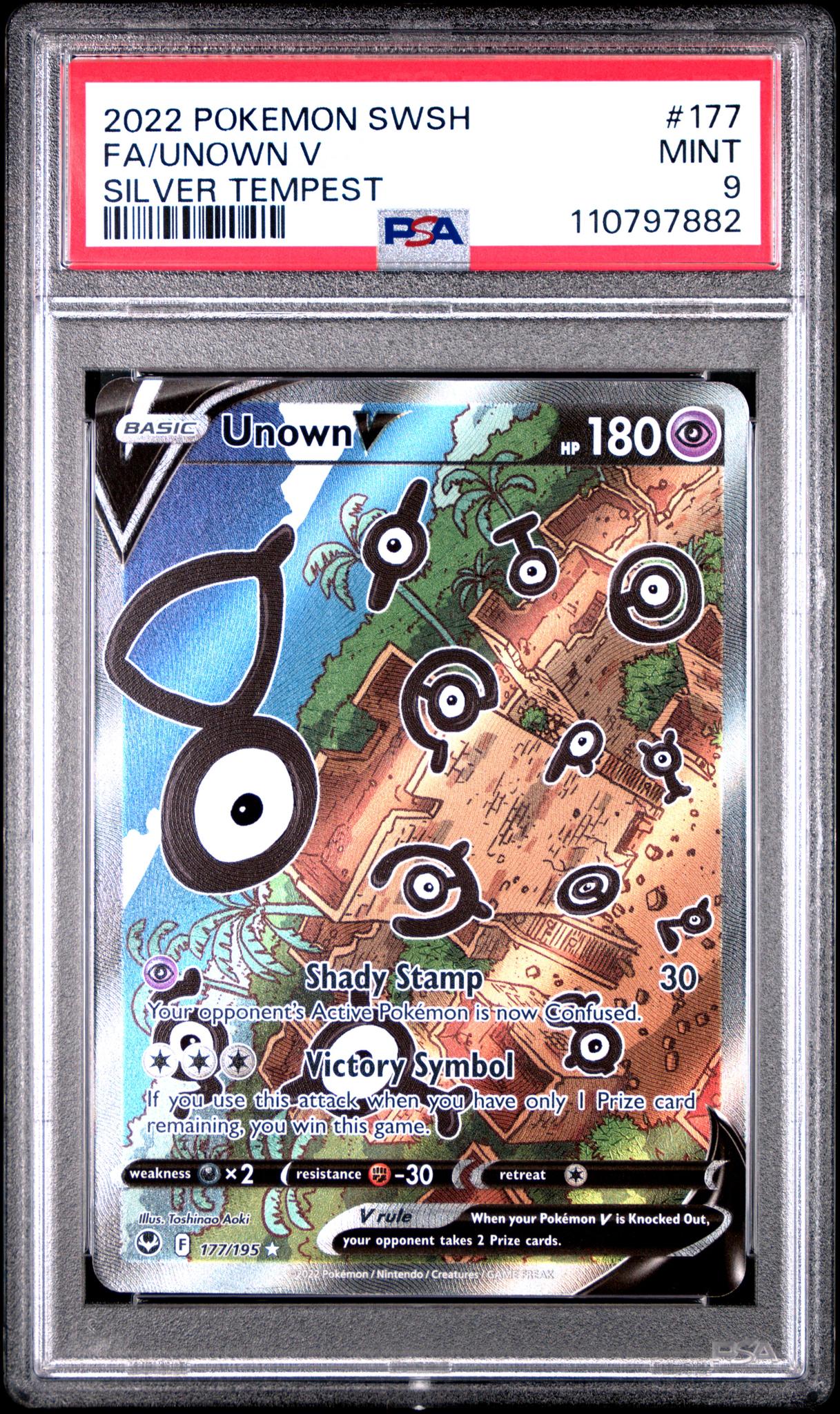 2022 Pokemon Sword and Shield Silver Tempest Unown V #177 PSA 9