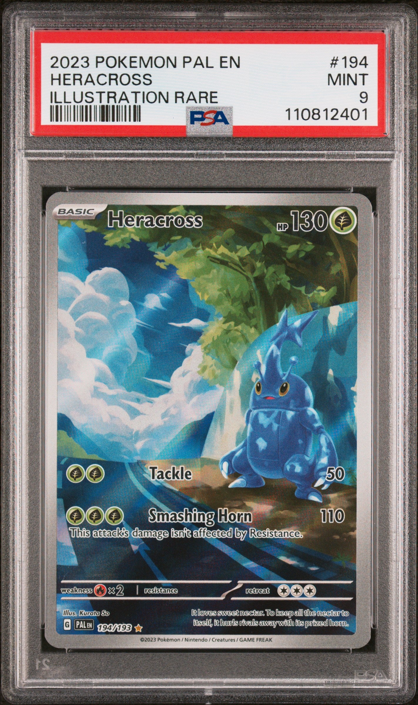 2023 Pokemon Scarlet and Violet Paldea Evolved Illustration Rare Heracross #194 PSA 9