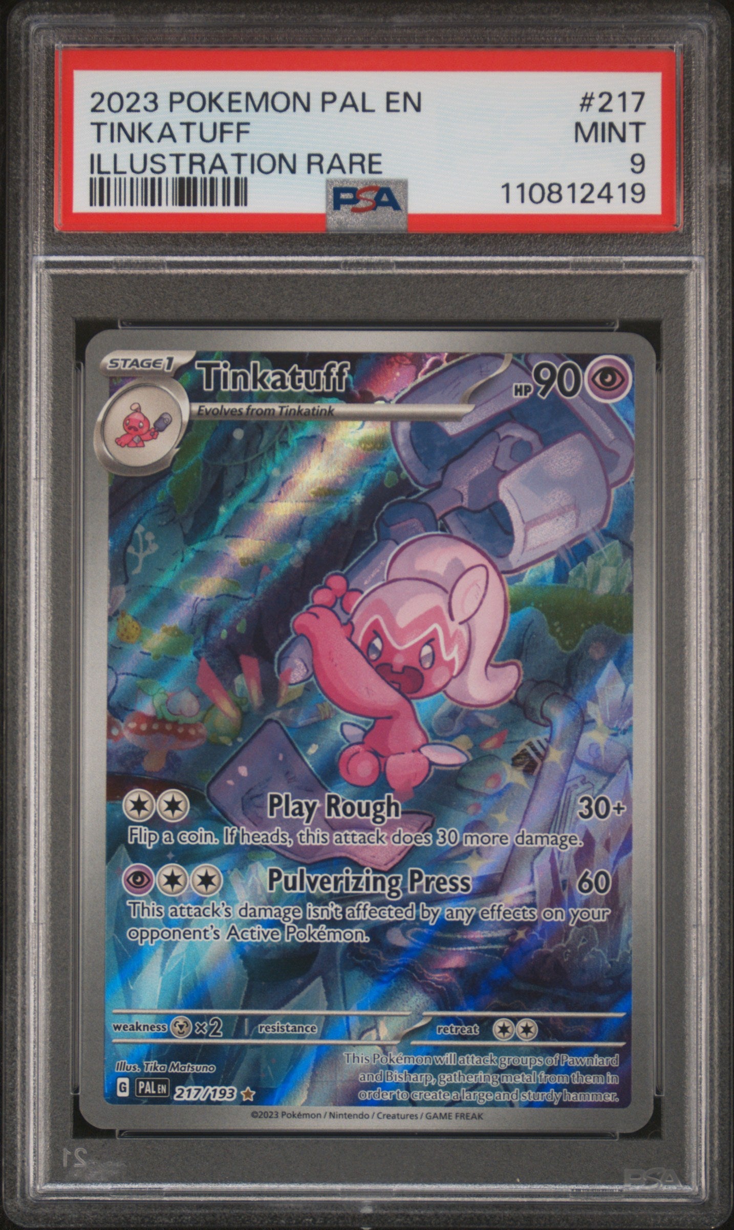 2023 Pokemon Scarlet and Violet Paldea Evolved Illustration Rare Tinkatuff #217 PSA 9