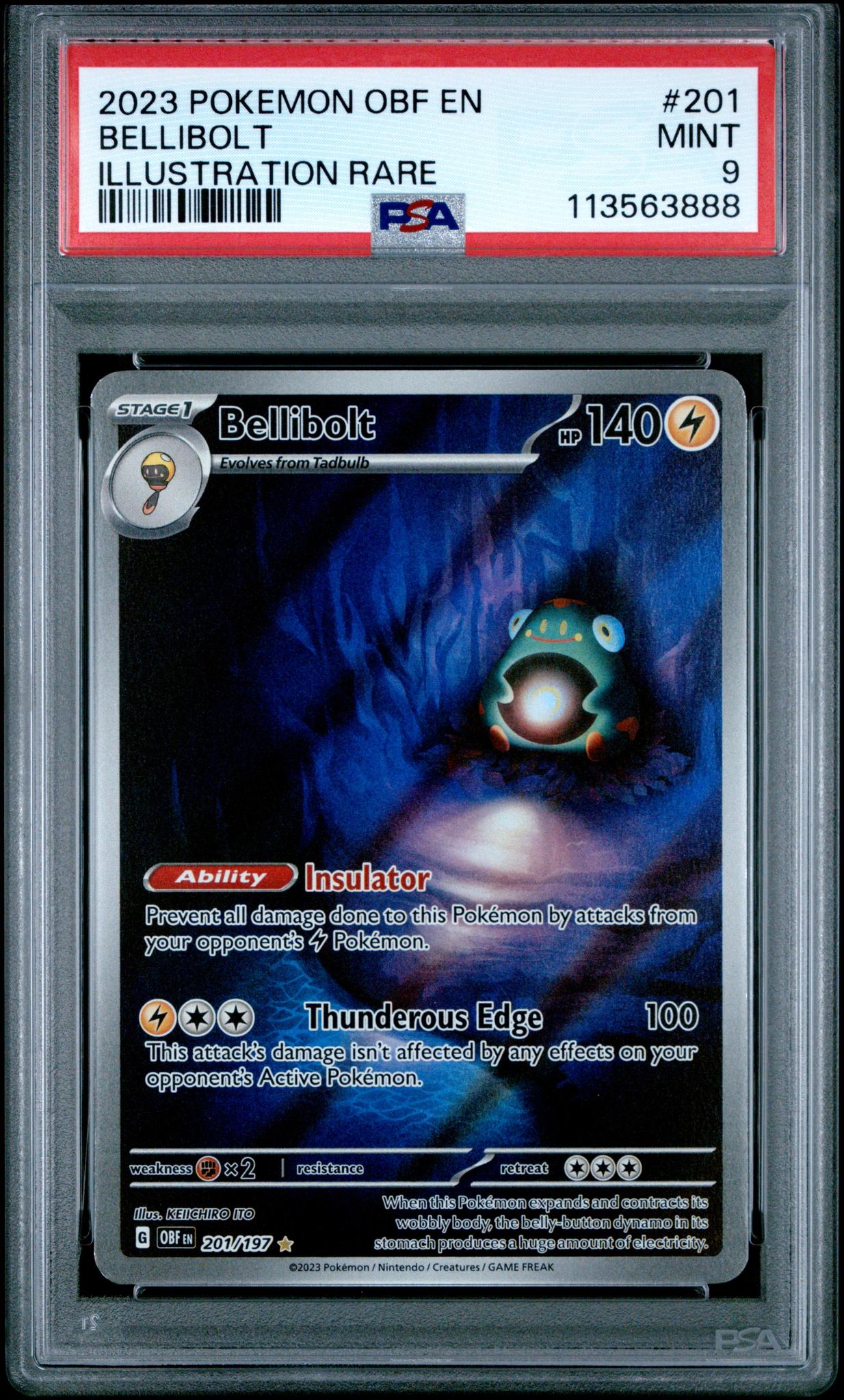 2023 Pokemon Scarlet and Violet Obsidian Flames Illustration Rare Bellibolt #201 PSA 9