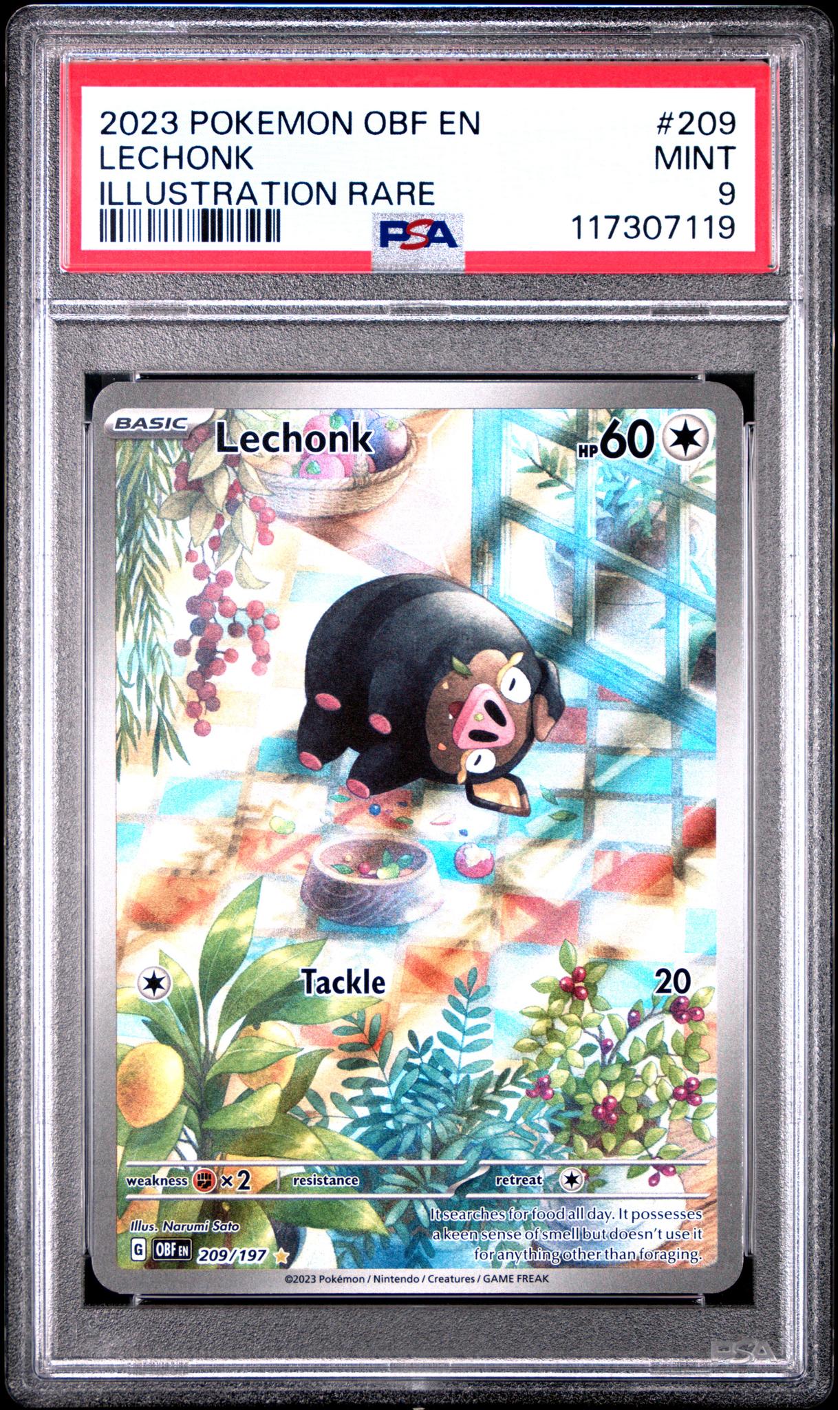2023 Pokemon Scarlet and Violet Obsidian Flames Illustration Rare Lechonk #209 PSA 9