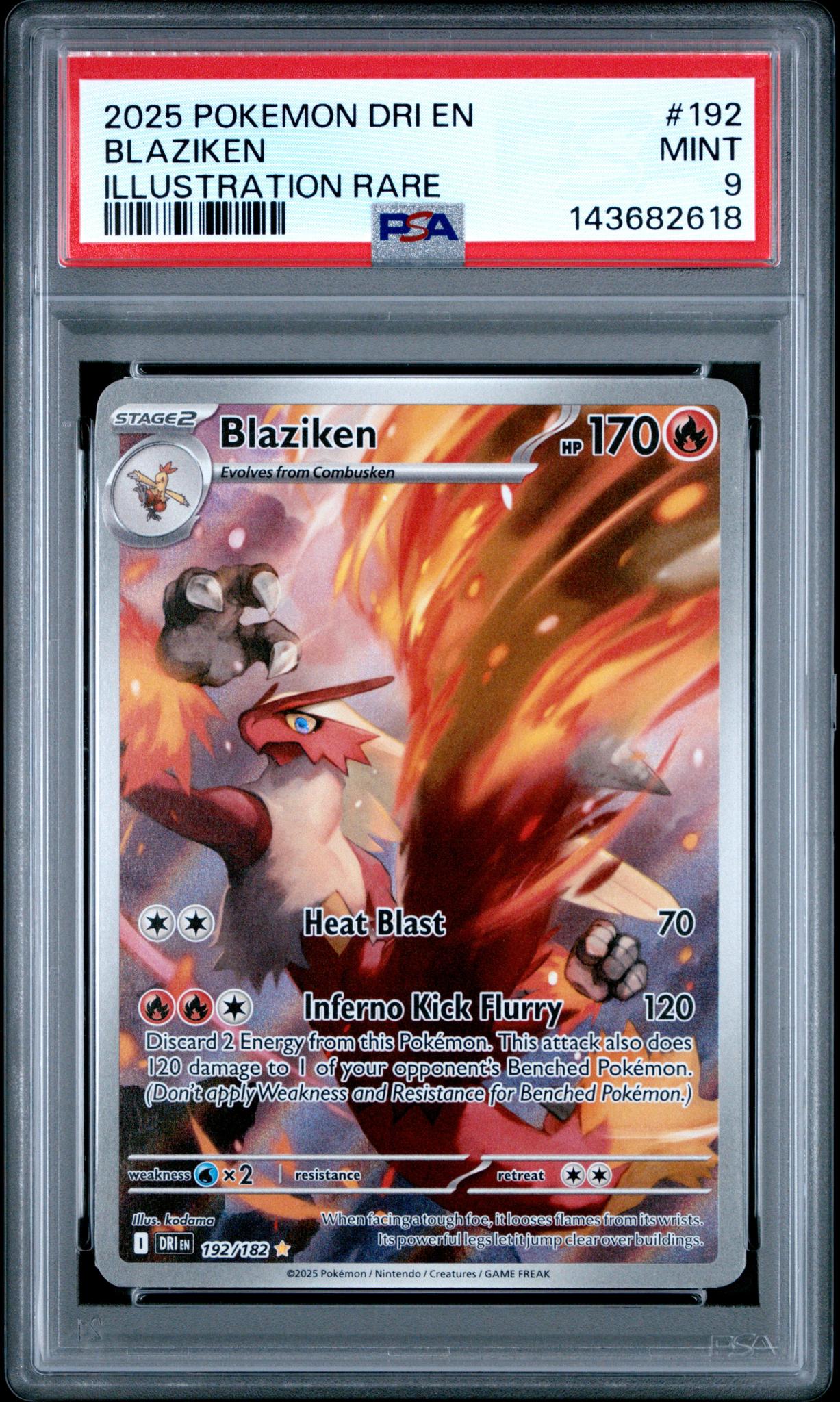 2025 Pokemon Destined Rivals Illustration Rare Blaziken #192 PSA 9