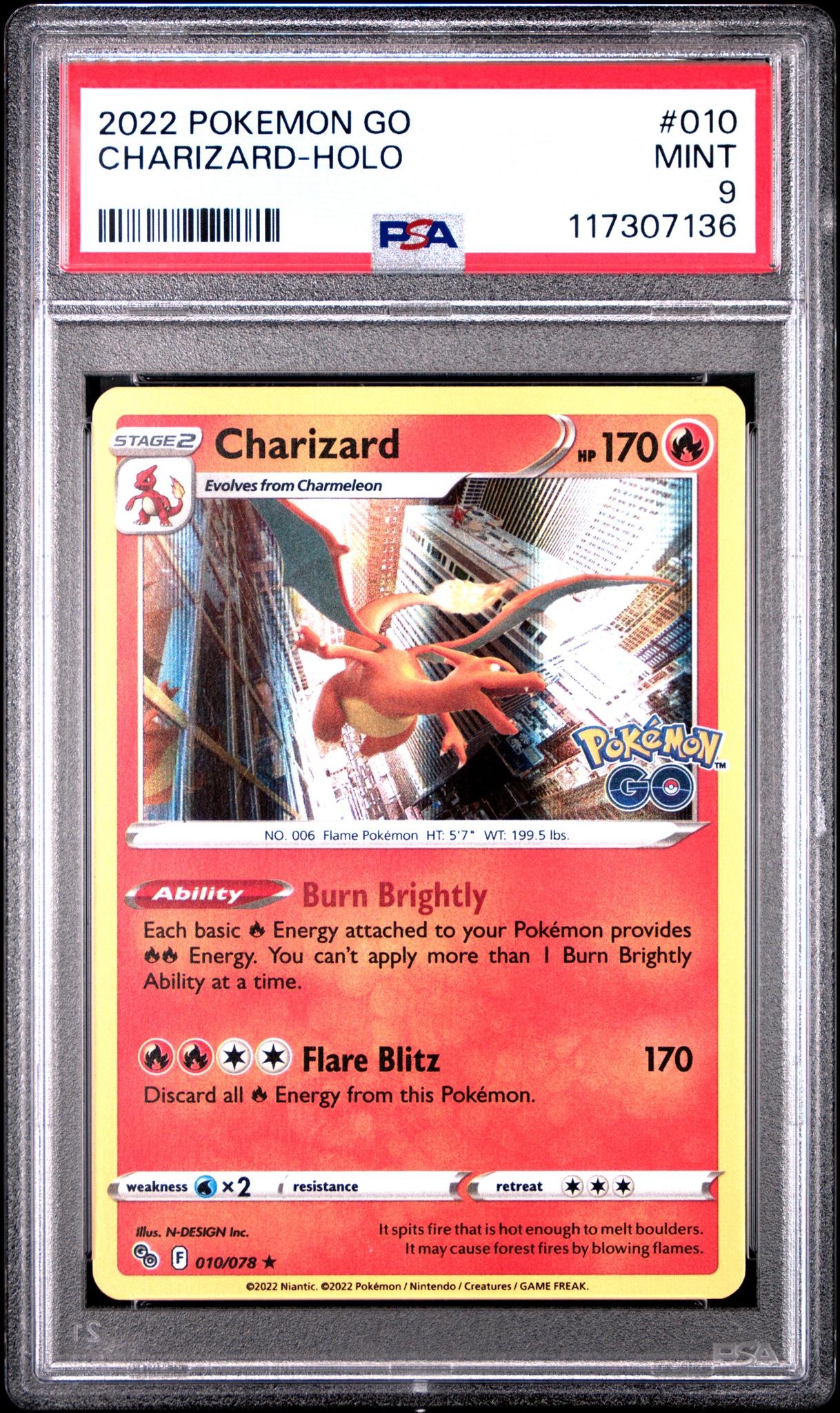 2022 Pokemon Go Holo Charizard #10 PSA 9