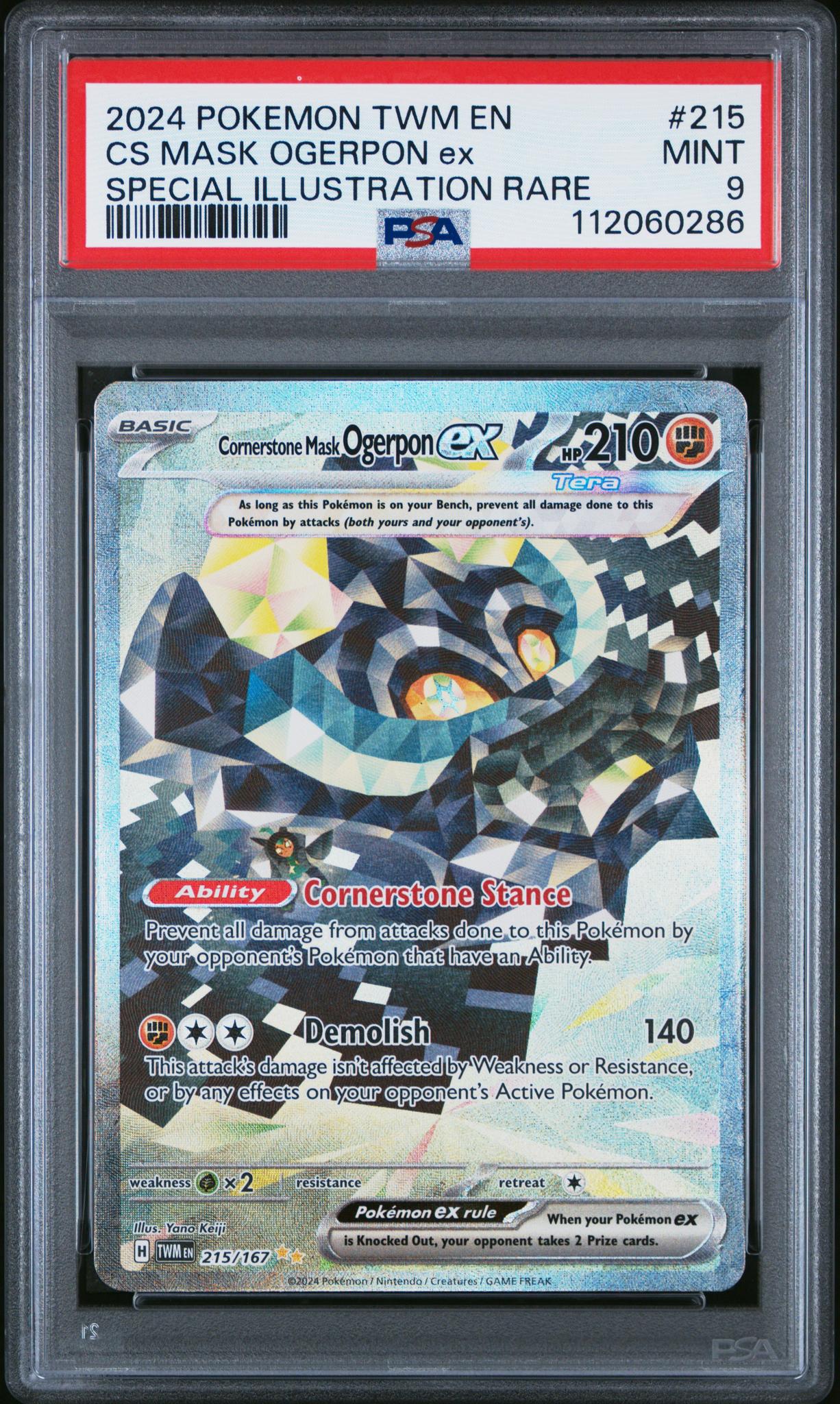 2024 Pokemon Twilight Masquerade Special Illustration Rare Cornerstone Mask Ogerpon Ex #215 PSA 9