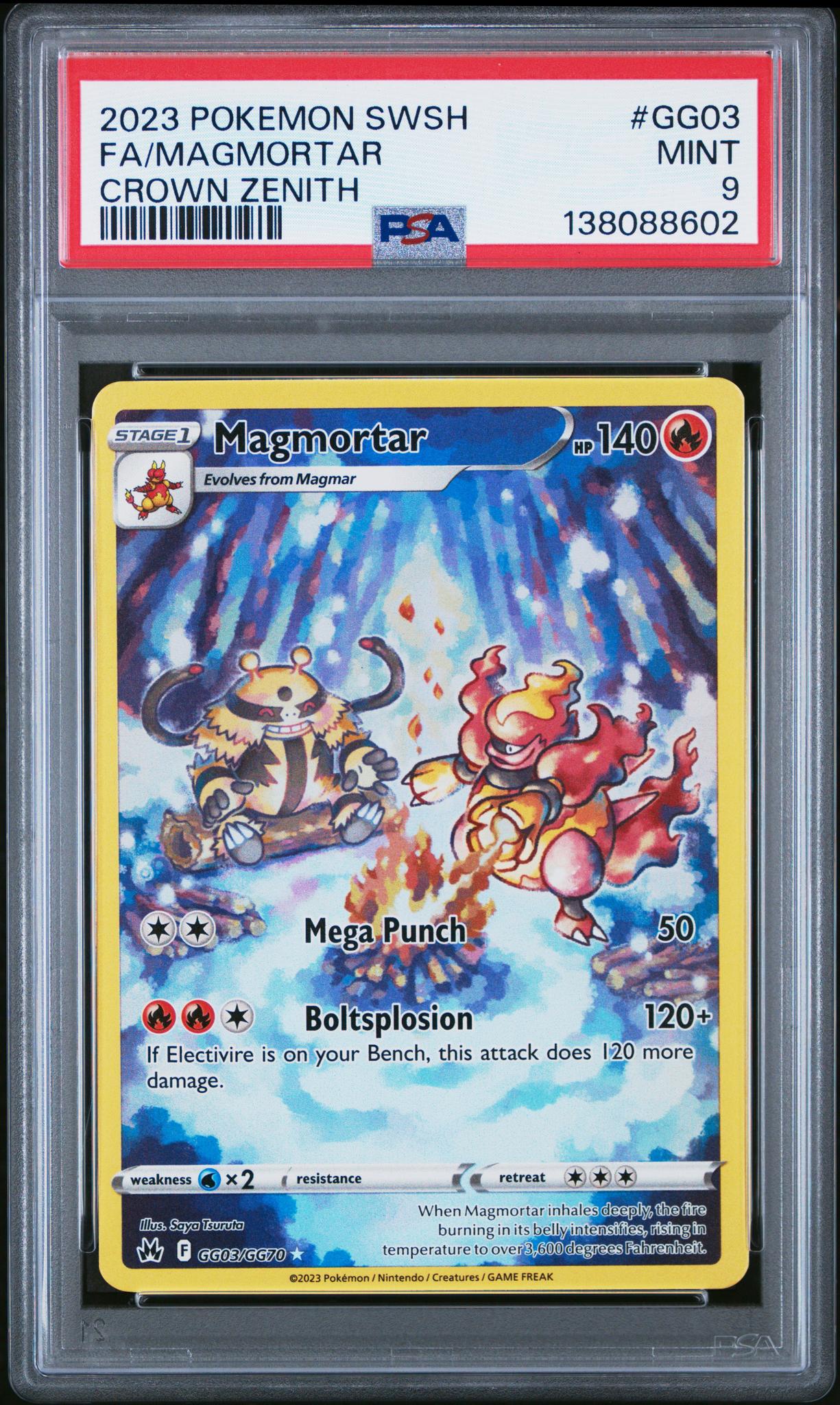 2023 Pokemon Sword and Shield Crown Zenith Galarian Gallery Magmortar #GG03 PSA 9