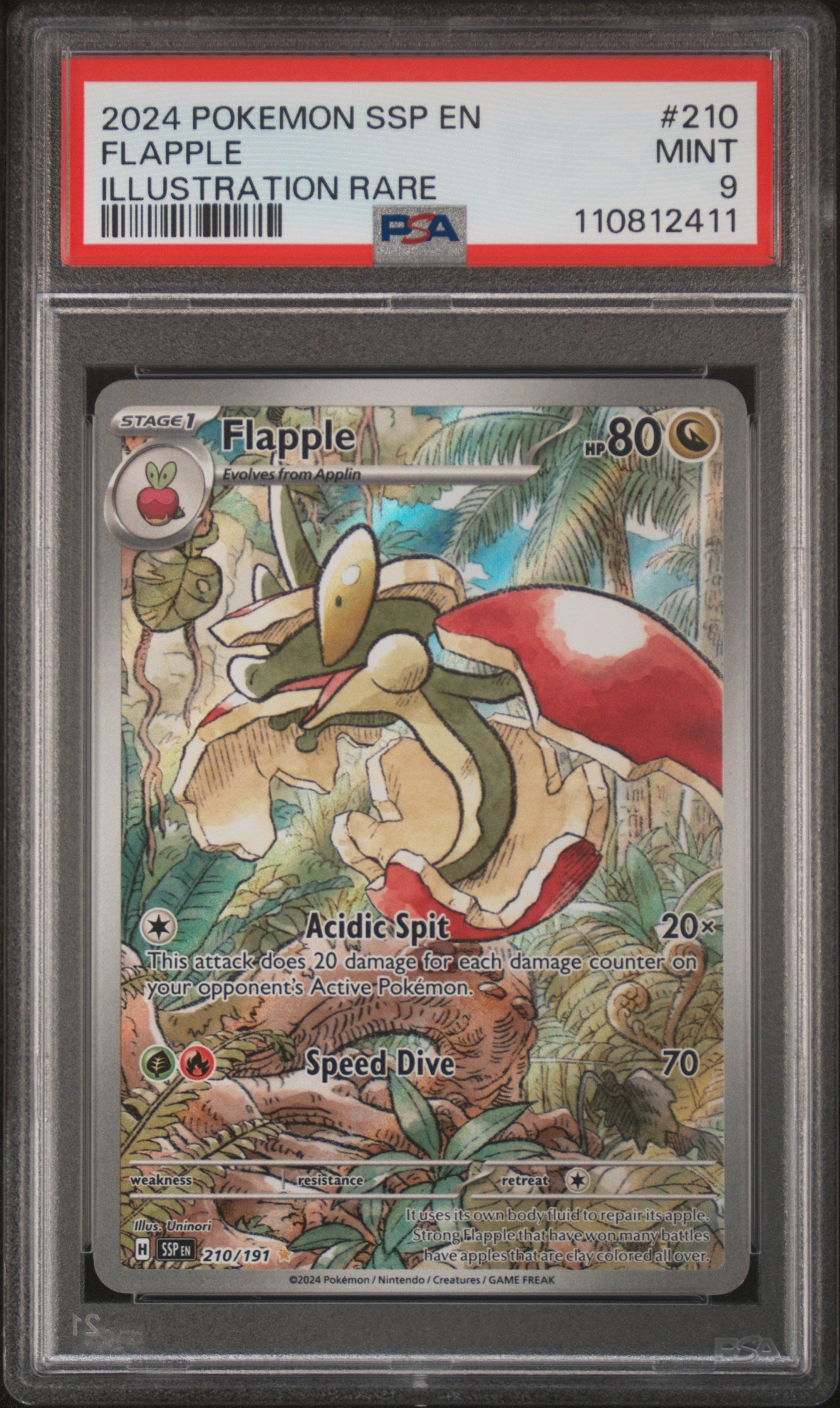 2024 Pokemon Scarlet and Violet Surging Sparks Illustration Rare Flapple #210 PSA 9