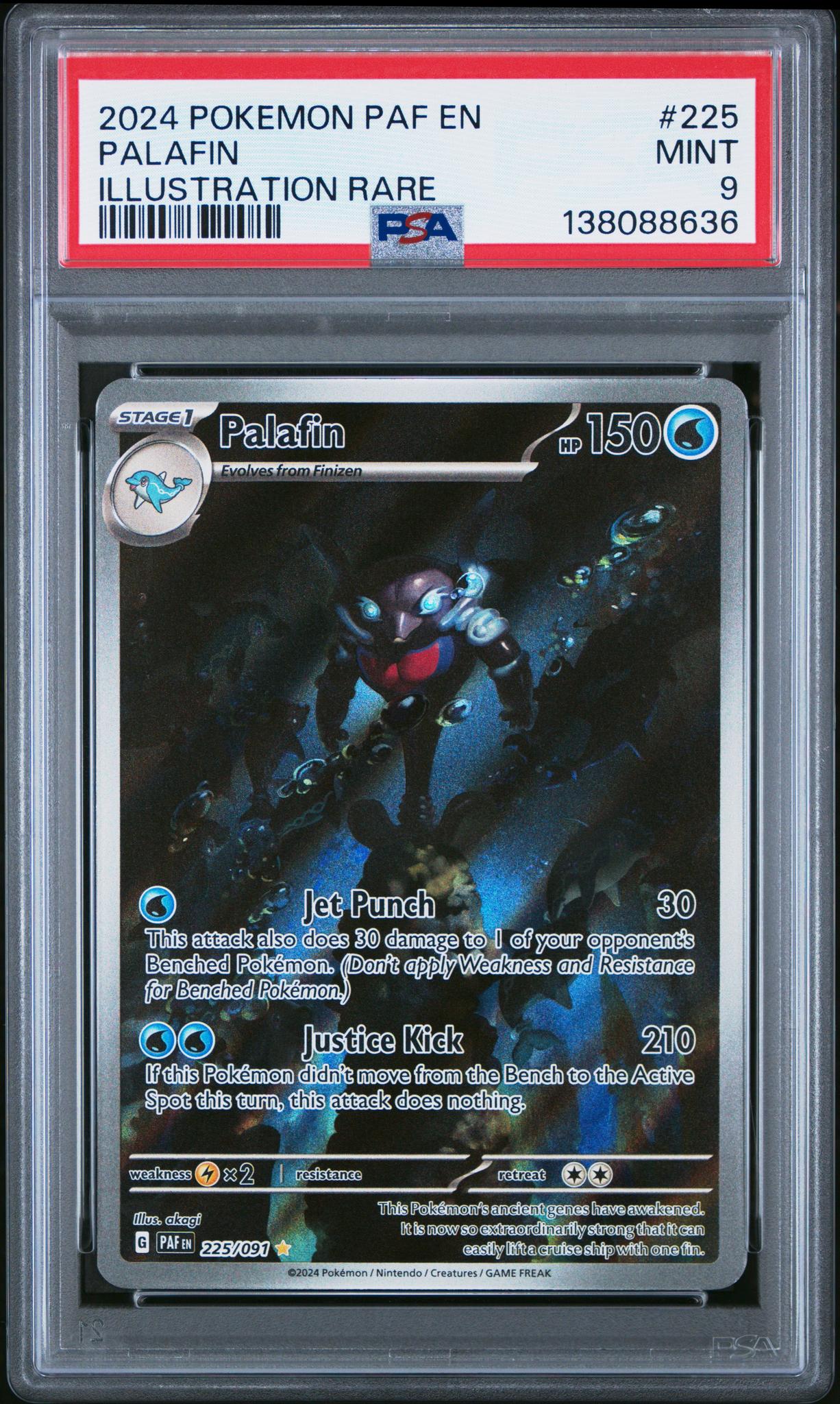 2024 Pokemon Scarlet and Violet Paldean Fates Illustration Rare Palafin #225 PSA 9