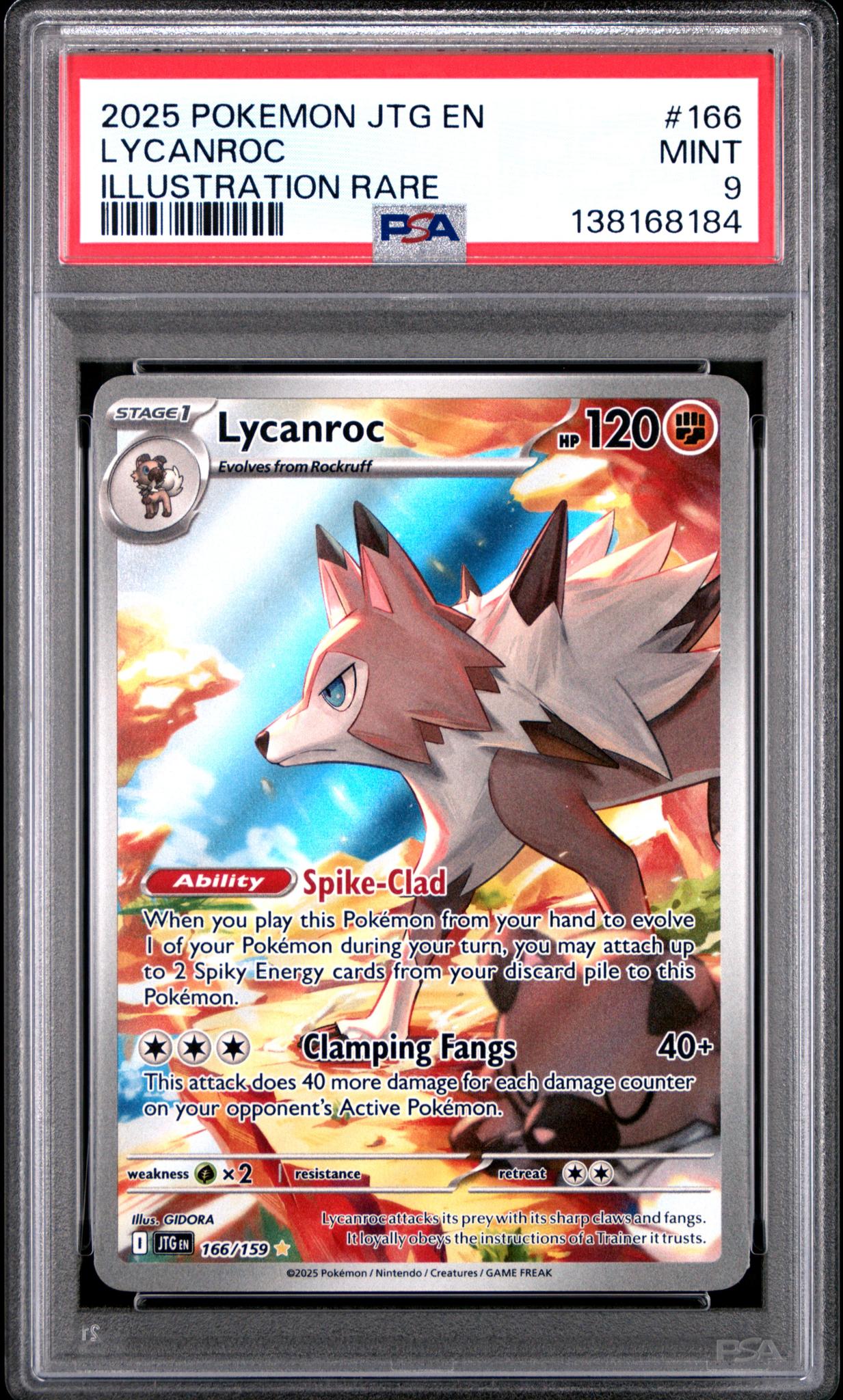 2025 Pokemon Scarlet and Violet Journey Together Illustration Rare Lycanroc #166 PSA 9