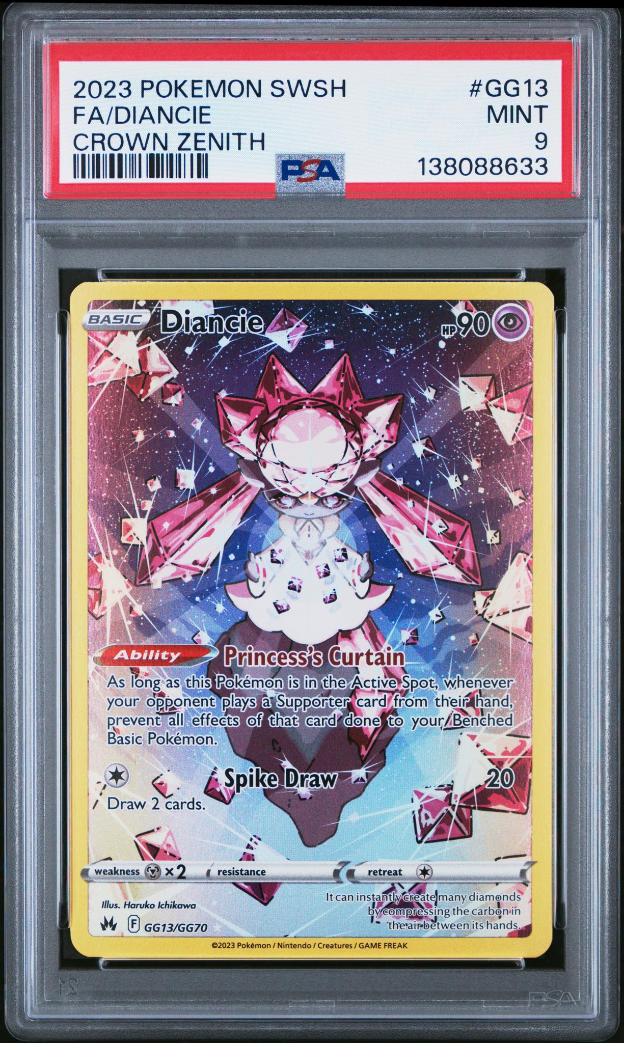 2023 Pokemon Sword and Shield Crown Zenith Galarian Gallery Diancie #GG13 PSA 9