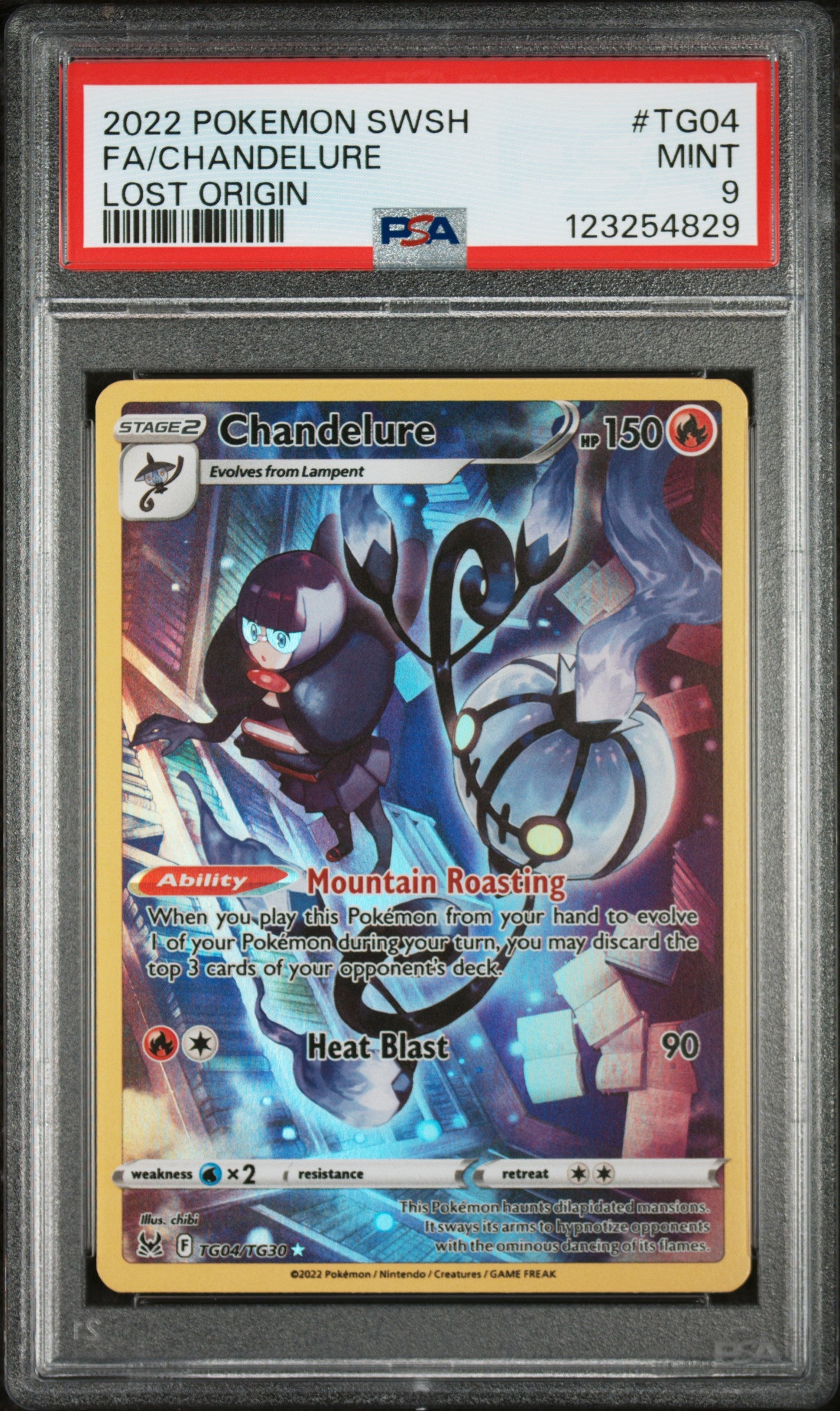 2022 Pokemon Sword and Shield Lost Origin Trainer Gallery Chandelure #TG04 PSA 9