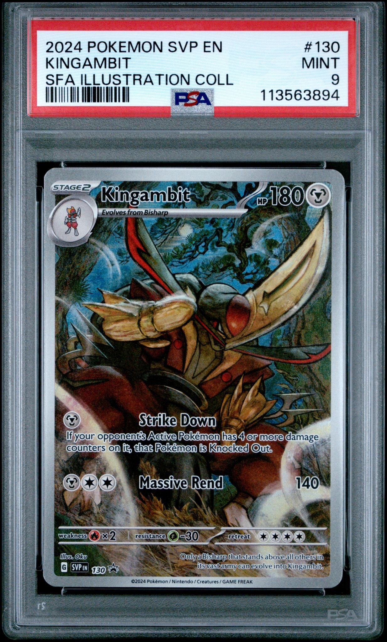 2024 Pokemon Scarlet and Violet Black Star Promo Shrouded Fable Illustration Collection Kingambit #130 PSA 9
