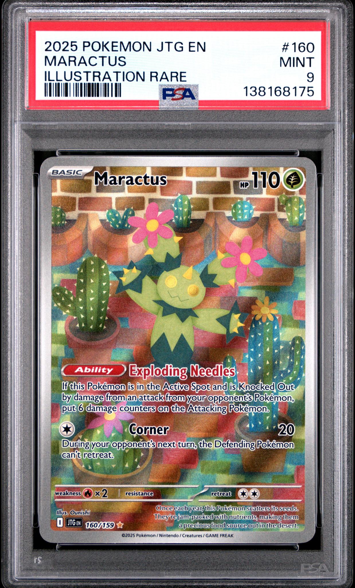 2025 Pokemon Scarlet and Violet Journey Together Illustration Rare Maractus #160 PSA 9