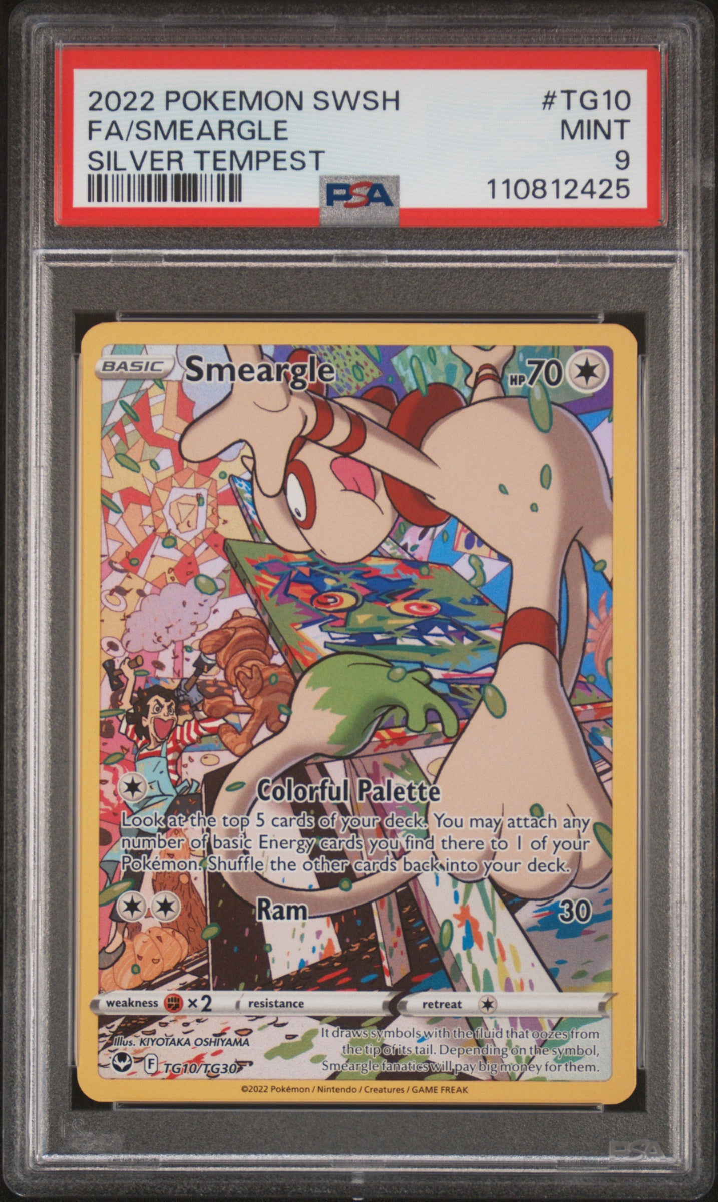 2022 Pokemon Sword and Shield Silver Tempest Trainer Gallery Smeargle #TG10 PSA 9