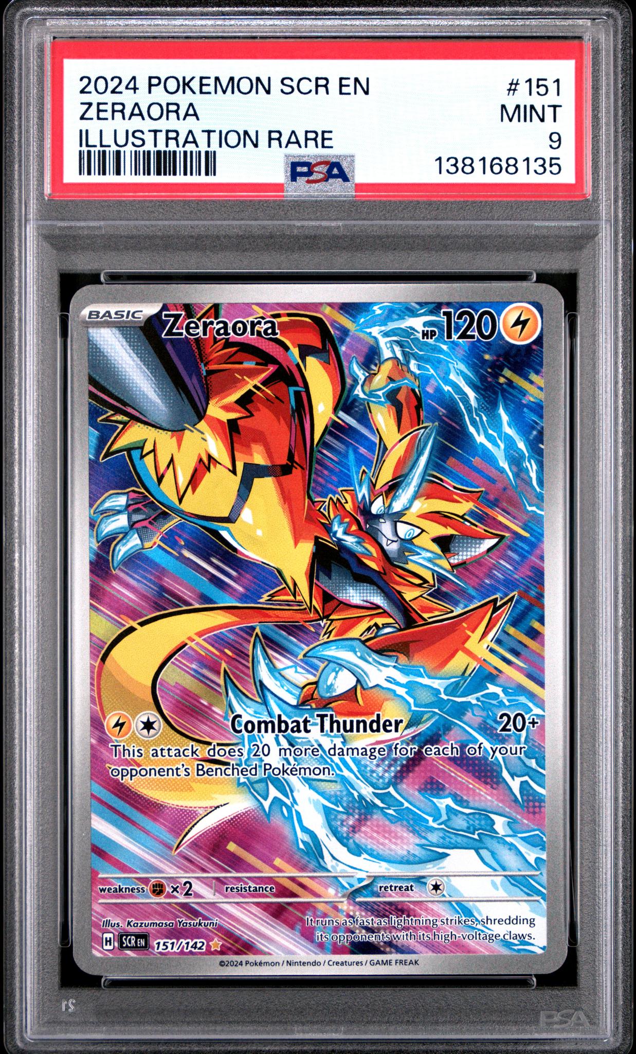 2024 Pokemon Scarlet and Violet Stellar Crown Illustration Rare Zeraora #151 PSA 9