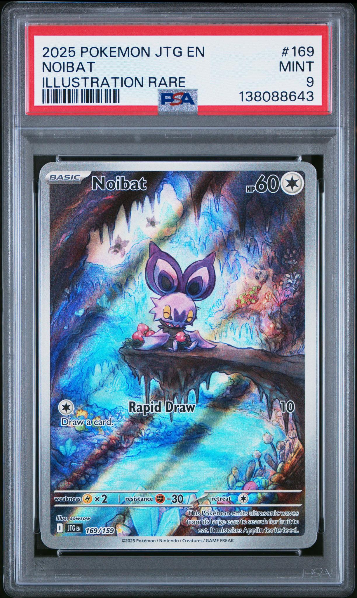2025 Pokemon Scarlet and Violet Journey Together Illustration Rare Noibat #169 PSA 9