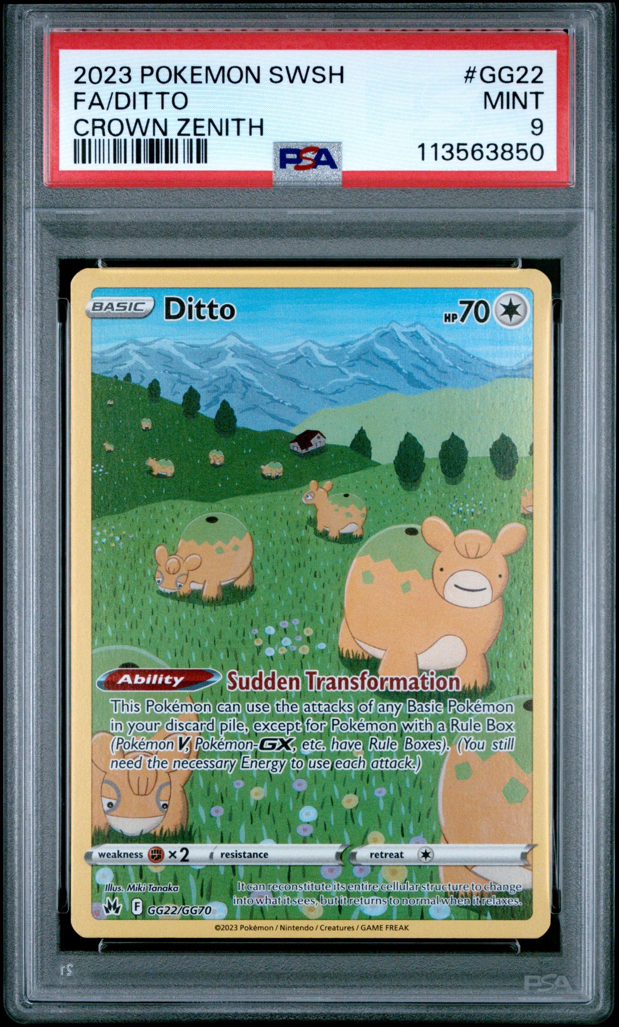 2023 Pokemon Sword and Shield Crown Zenith Galarian Gallery Ditto #GG22 PSA 9