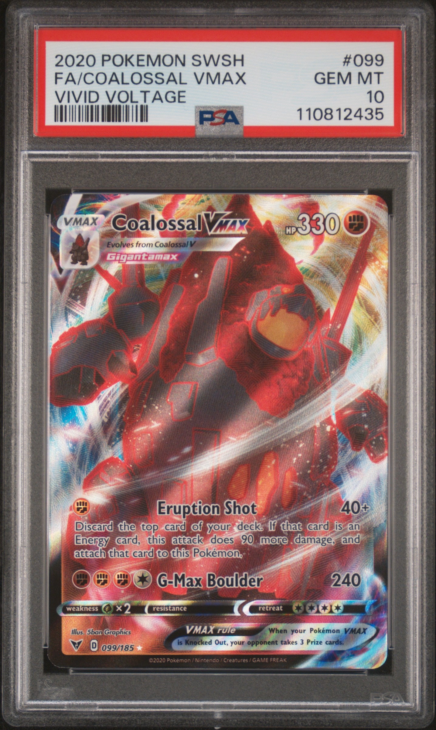 2020 Pokemon Sword and Shield Vivid Voltage Coalossal Vmax #99 PSA 10