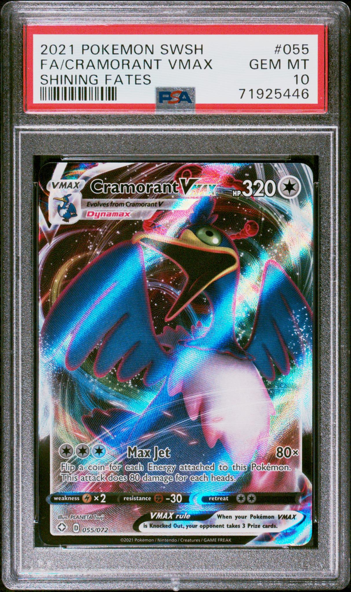 2021 Pokemon Sword and Shield Shining Fates Cramorant Vmax #55 PSA 10