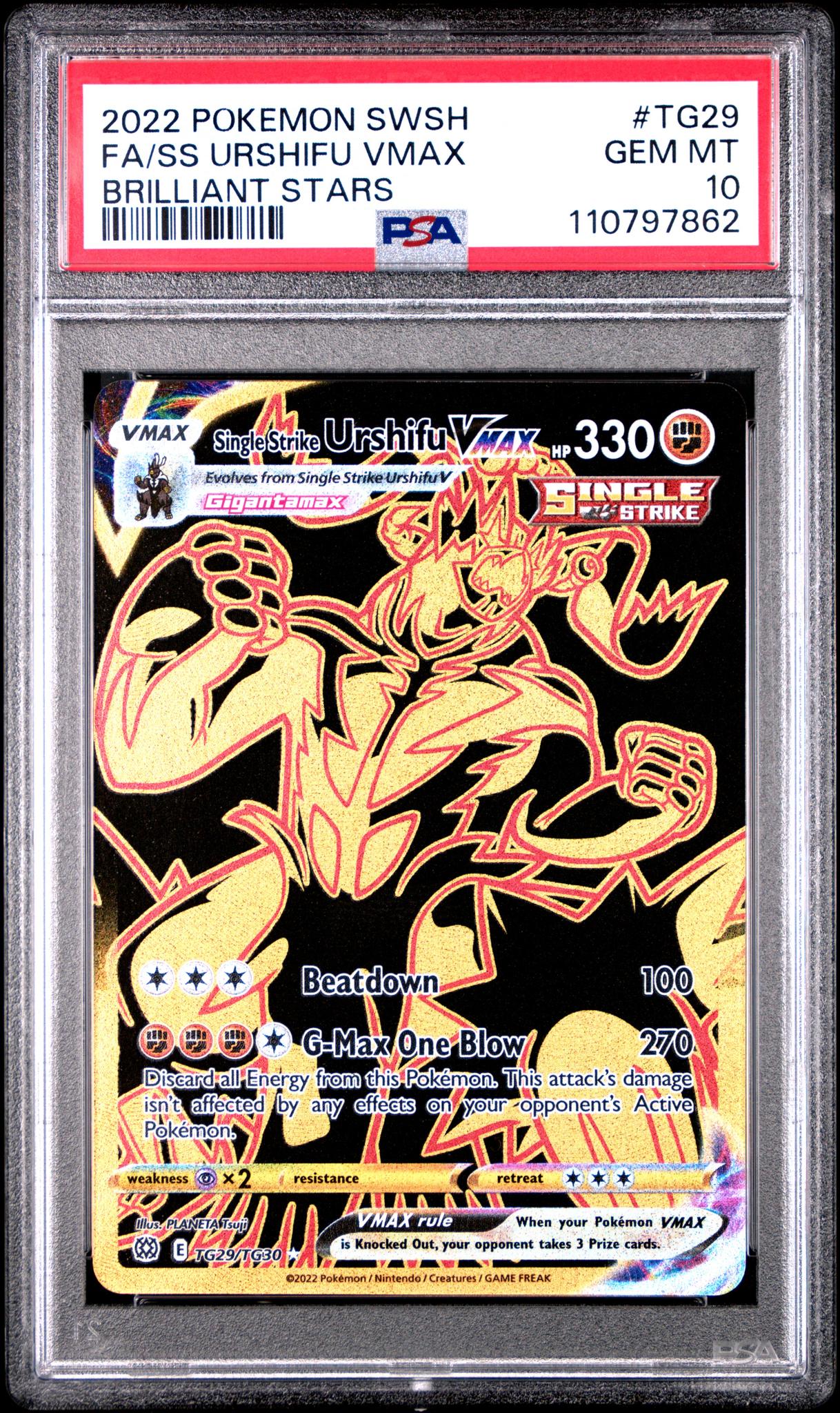 2022 Brilliant Stars English Single Strike Urshifu Vmax #TG29 PSA 10