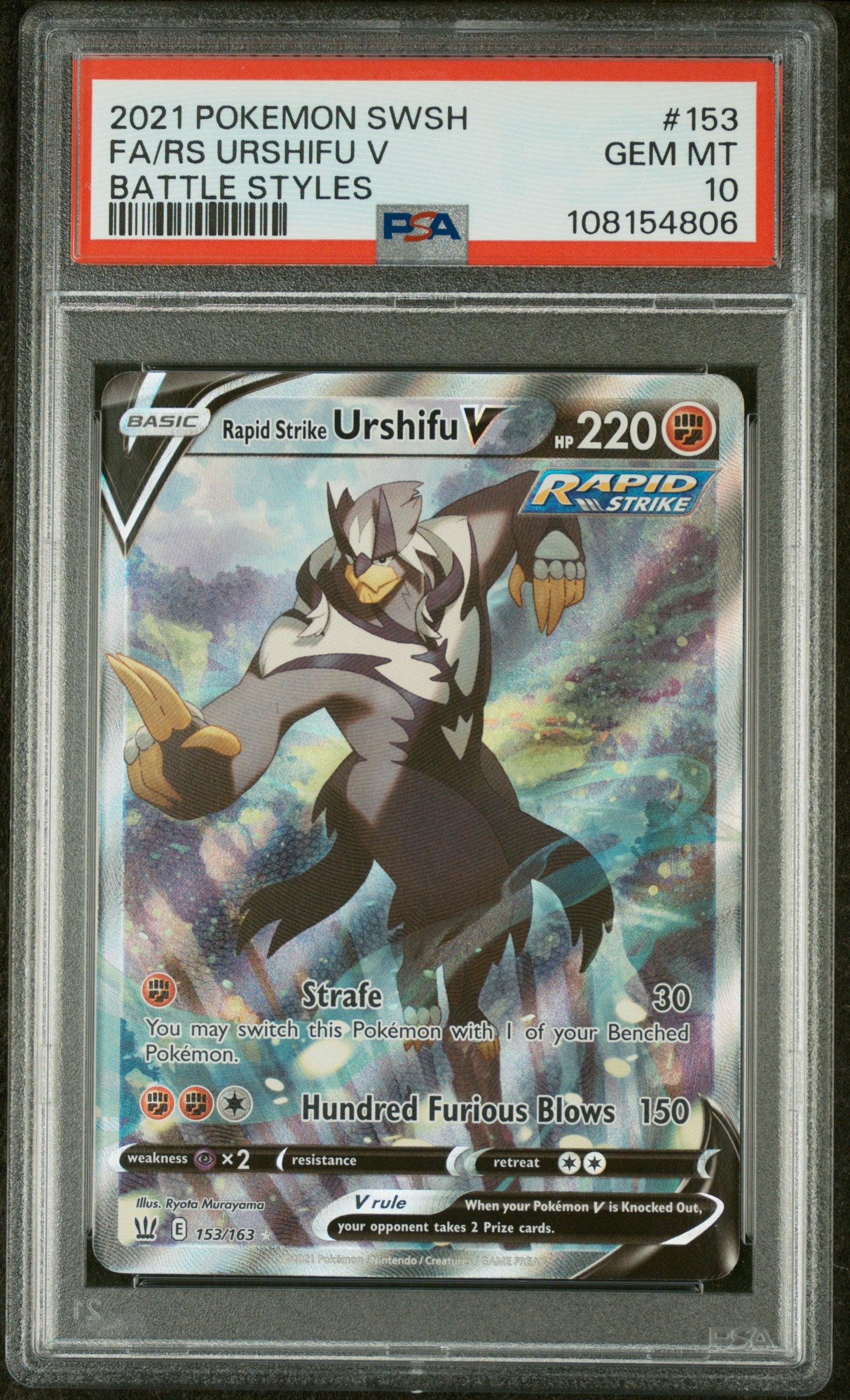 2021 Pokemon Battle Styles Ultra Rare Rapid Strike Urshifu V #153 PSA 10