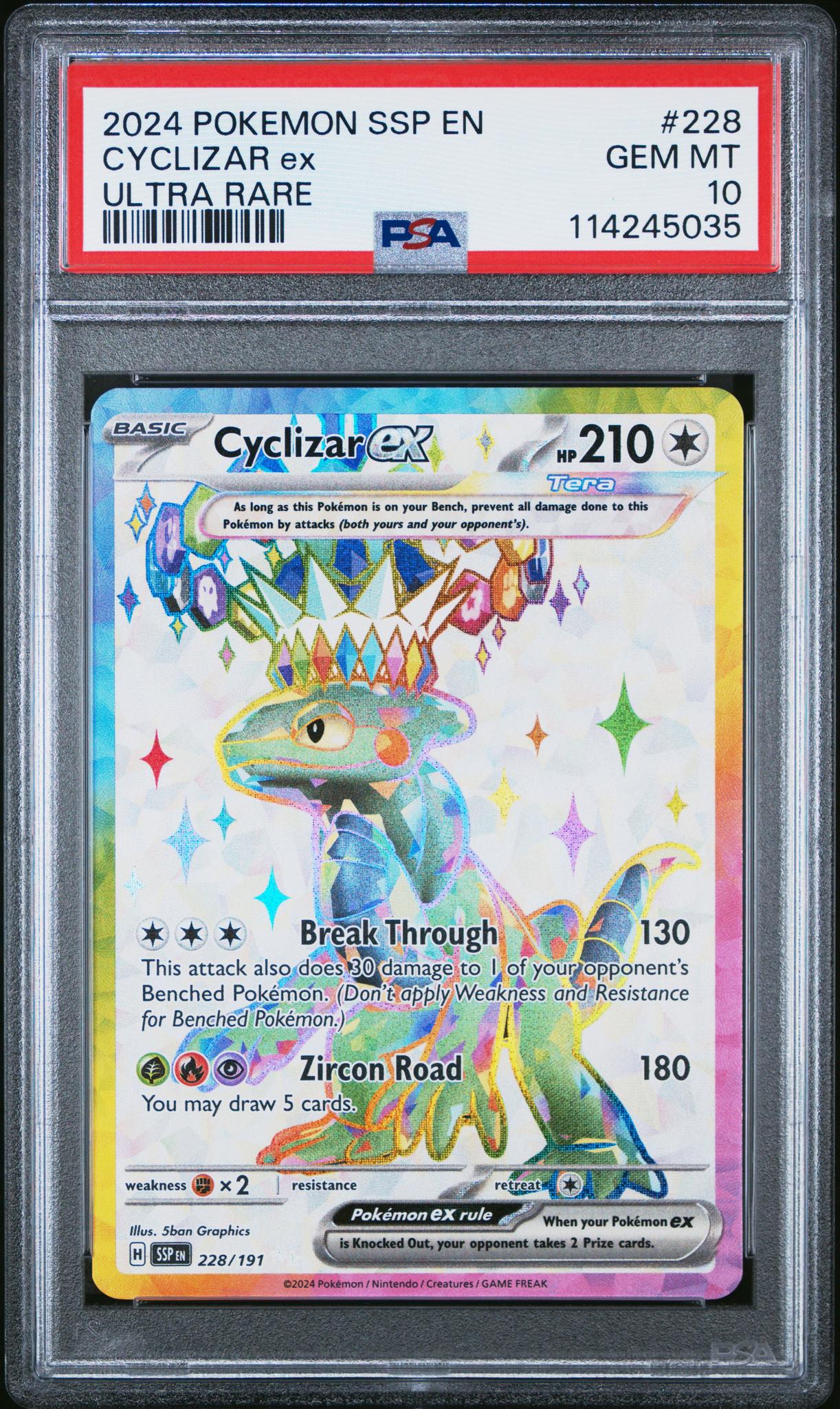 2024 Pokemon Scarlet and Violet Surging Sparks Ultra Rare Holo Cyclizar Ex #228 PSA 10