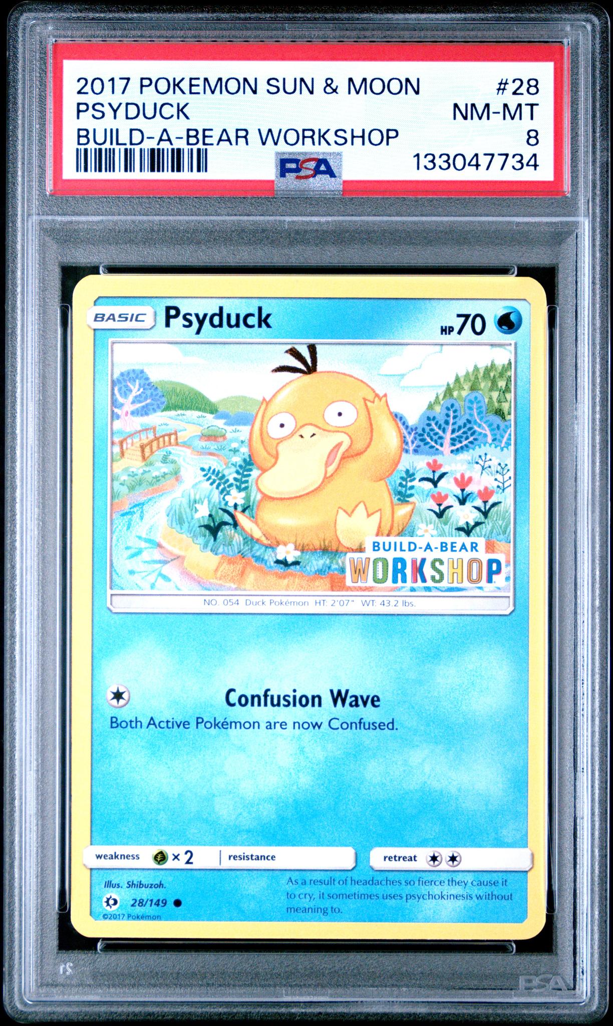 2017 Pokemon Sun & Moon Build-A-Bear Workshop Psyduck #28 PSA 8