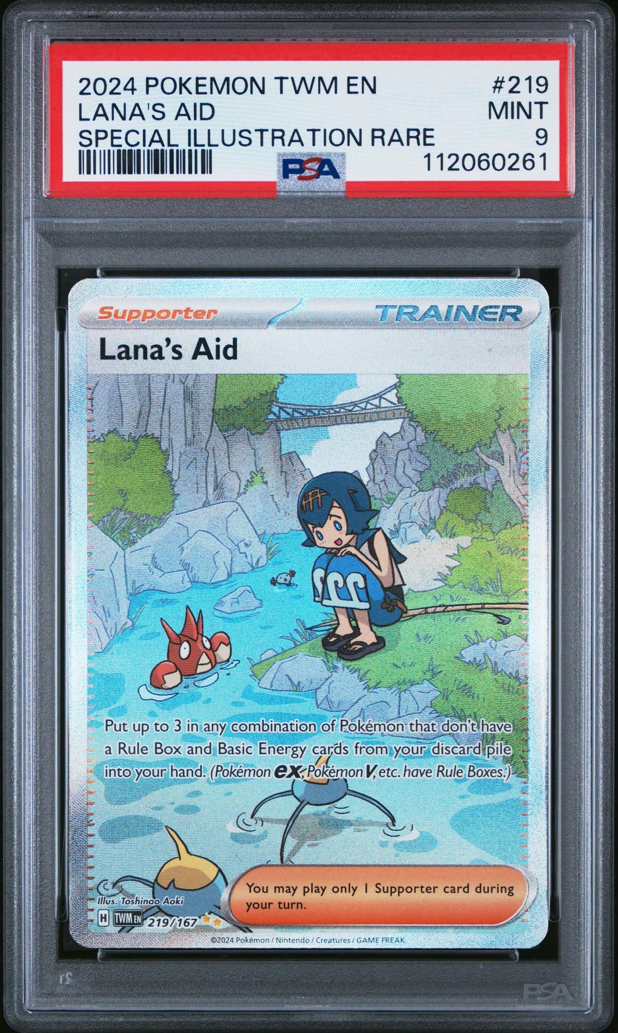 2024 Pokemon Scarlet and Violet Twilight Masquerade Special Illustration Rare Lana's Aid #219 PSA 9